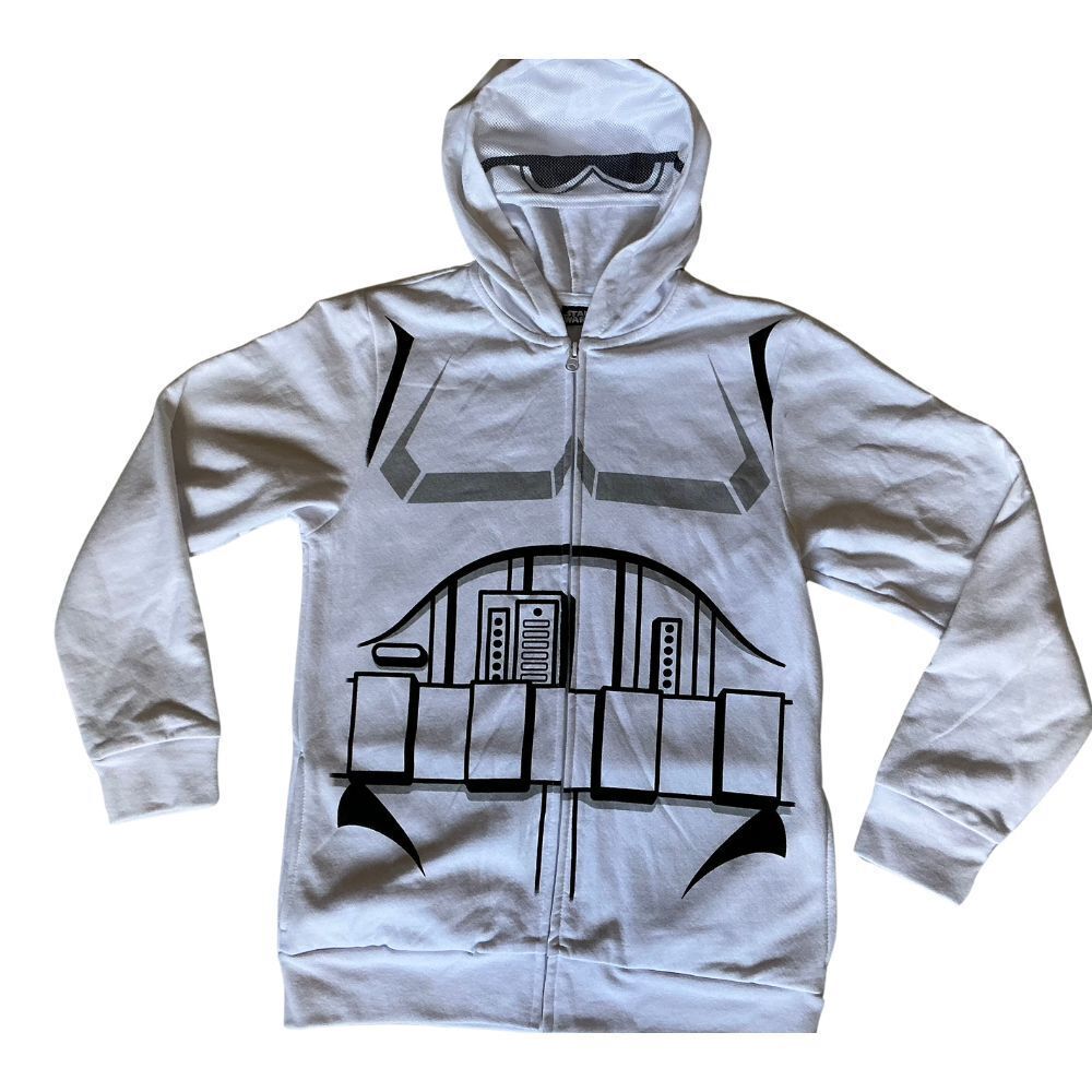 Star Wars Hooded Sweater Large Stormtrooper Cosplay Full-Zip Pockets White
